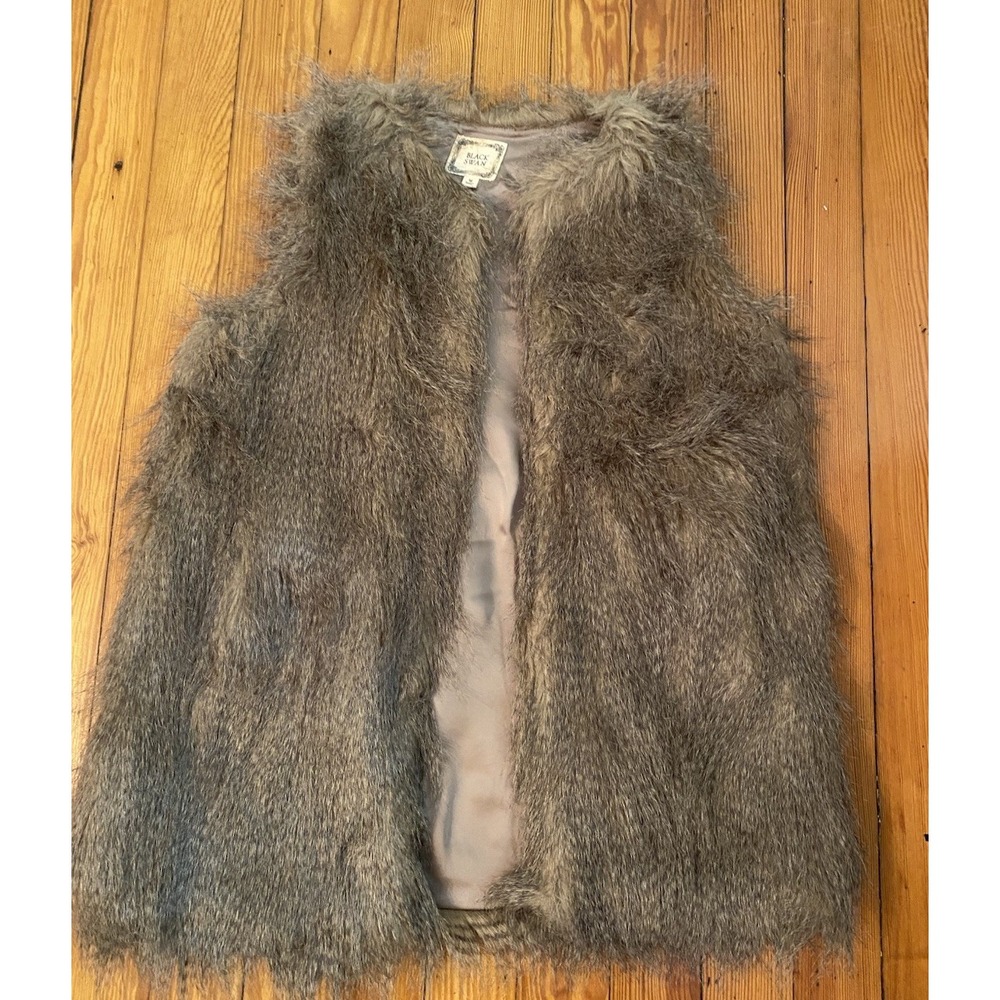 Black swan Faux Fur VEST Coat Jacket Brown Sz M whimsiGoth boHo luxury